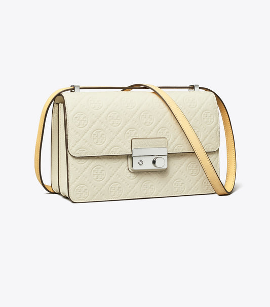 T Monogram Pebbled Shoulder Bag