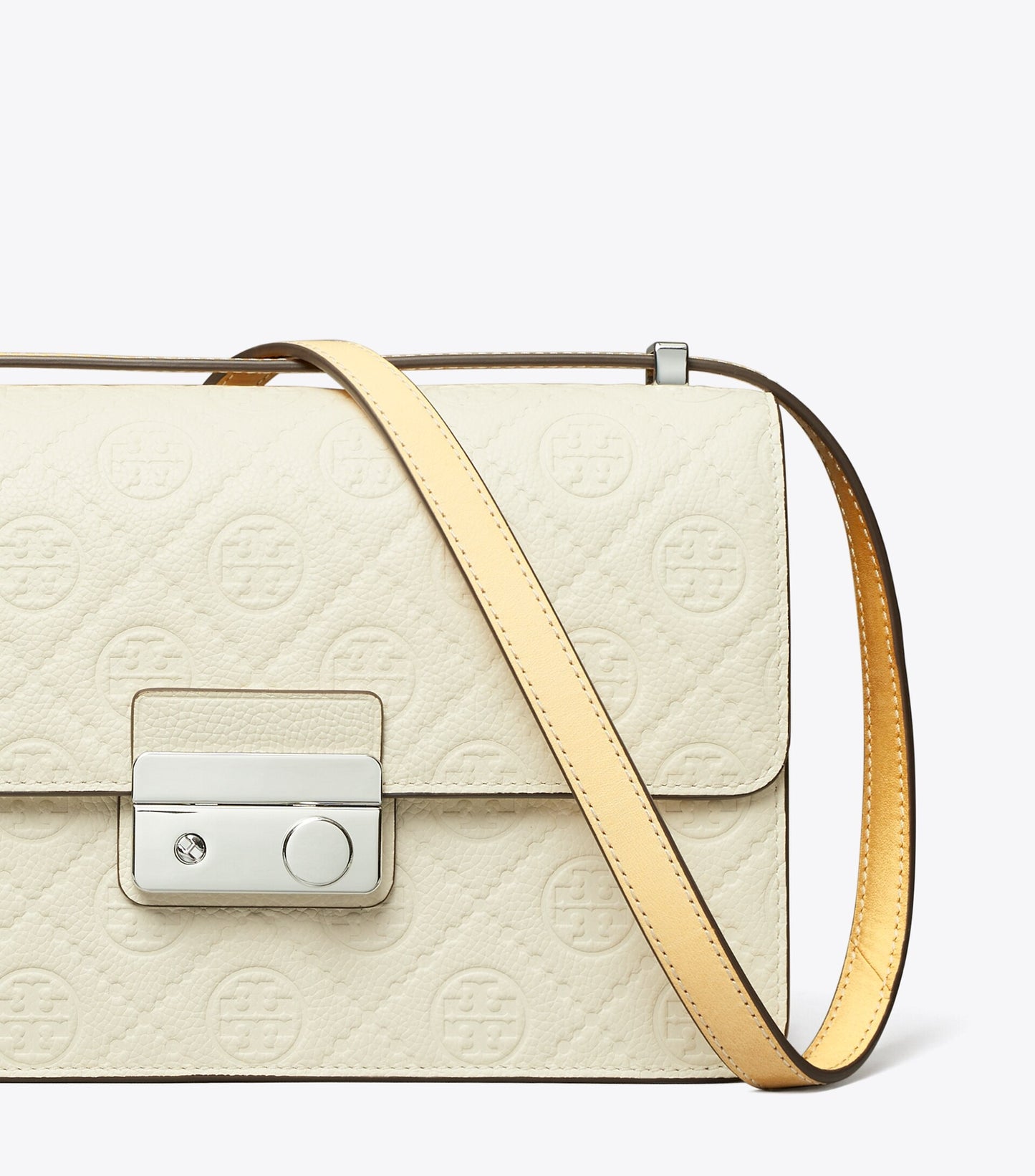 T Monogram Pebbled Shoulder Bag