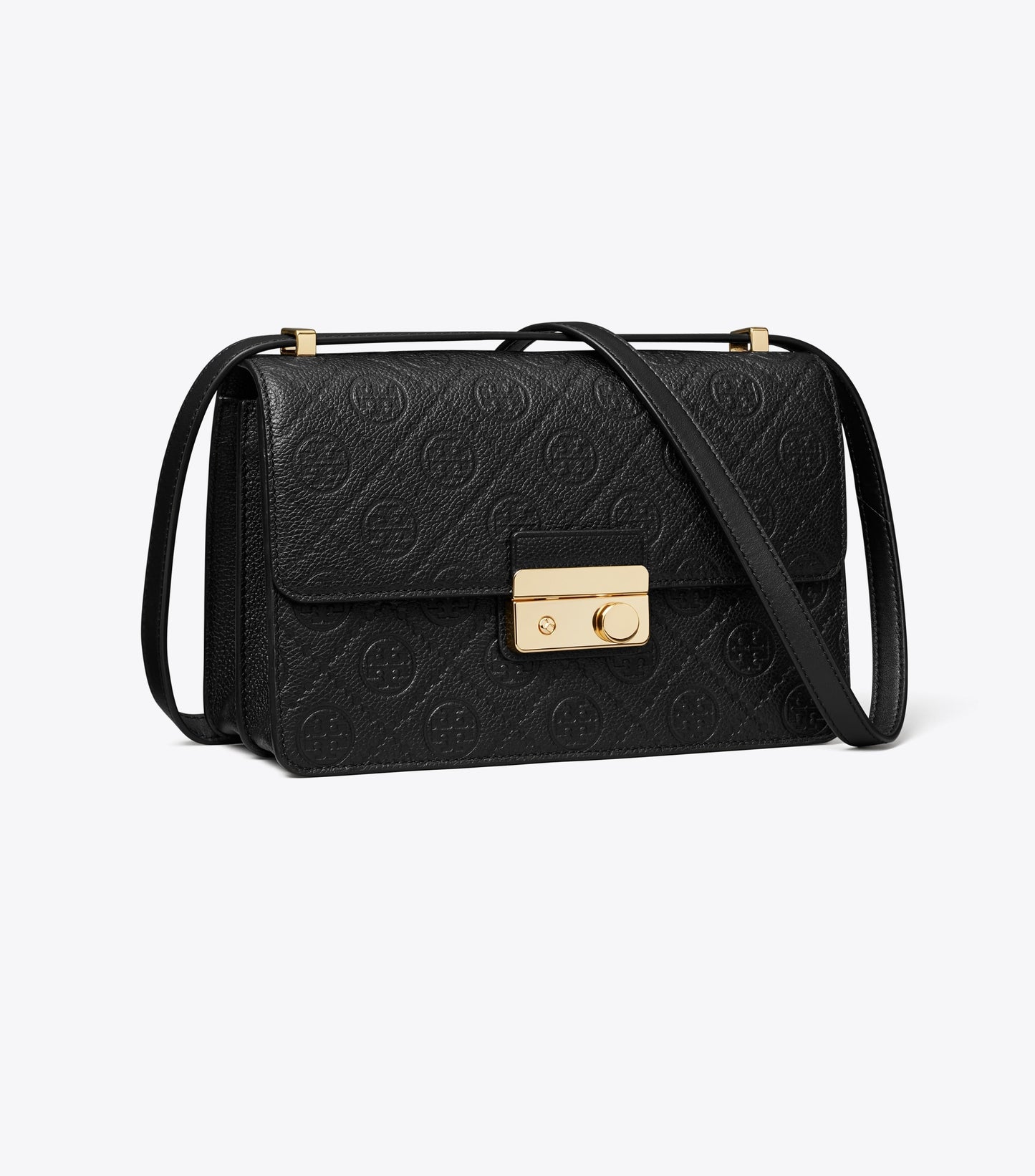 T Monogram Pebbled Shoulder Bag