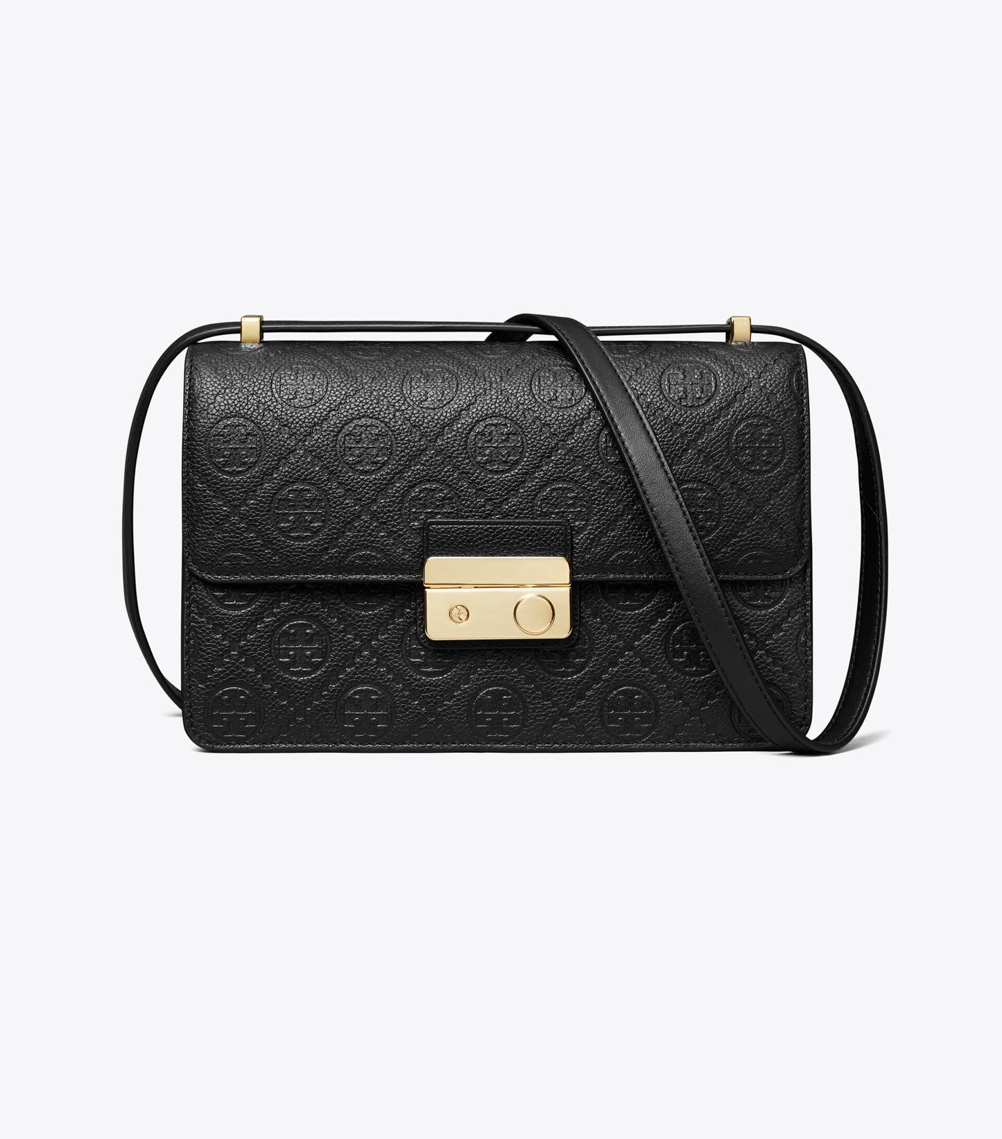T Monogram Pebbled Shoulder Bag