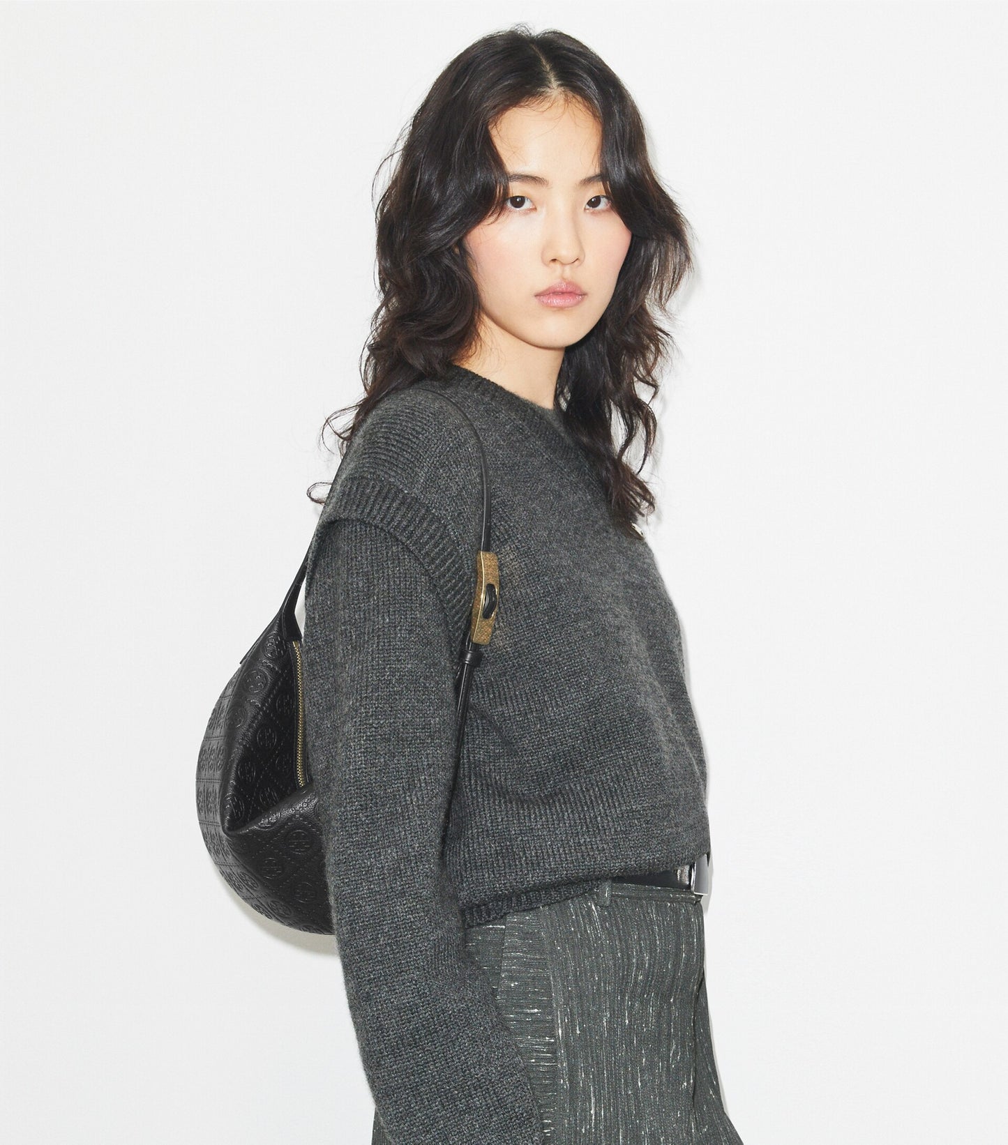 T Monogram Pebbled Small Balloon Bag