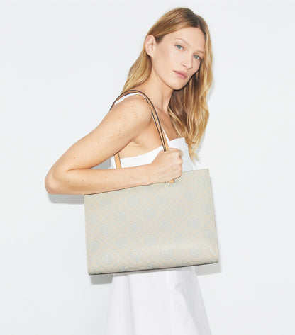 T Monogram Pebbled Tote