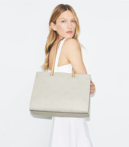 T Monogram Pebbled Tote