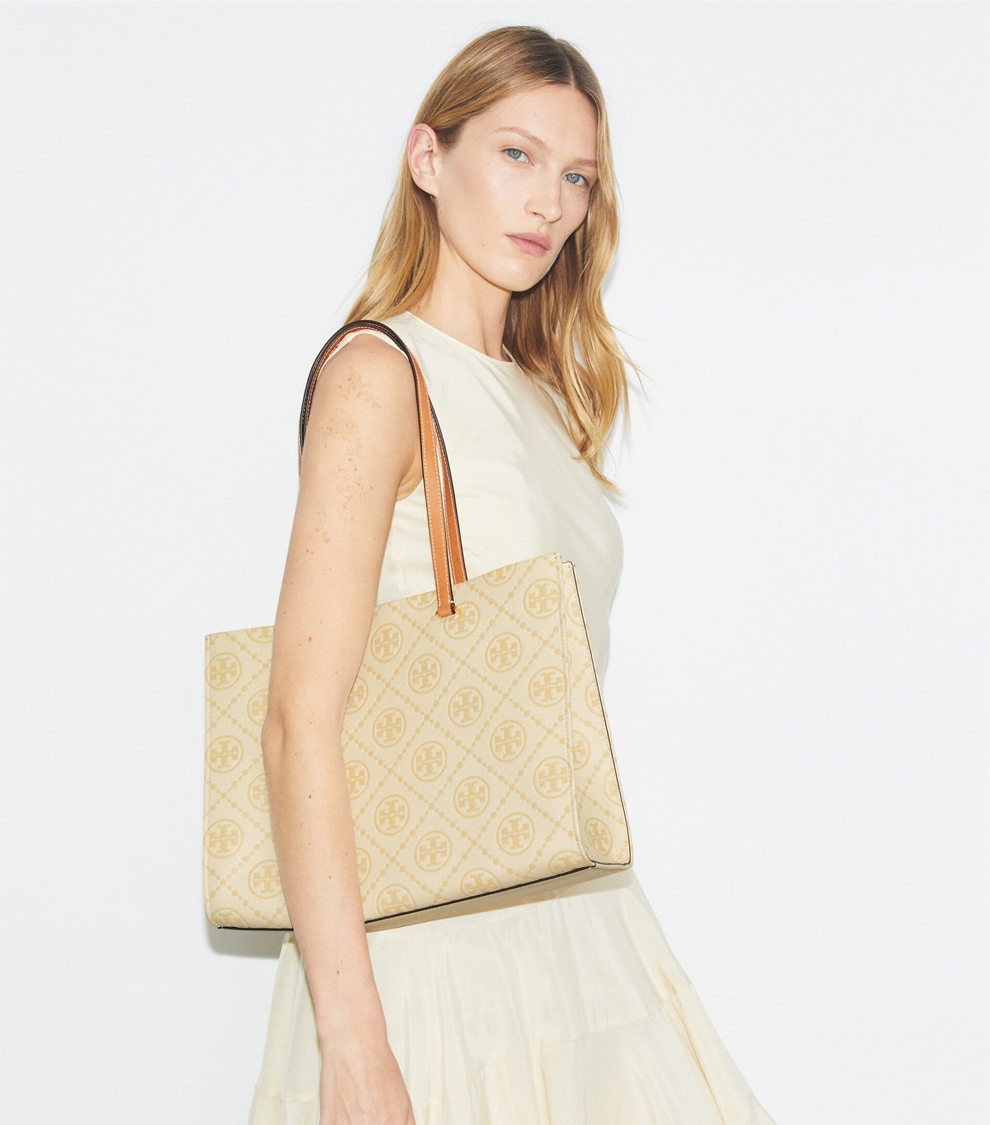 T Monogram Pebbled Tote