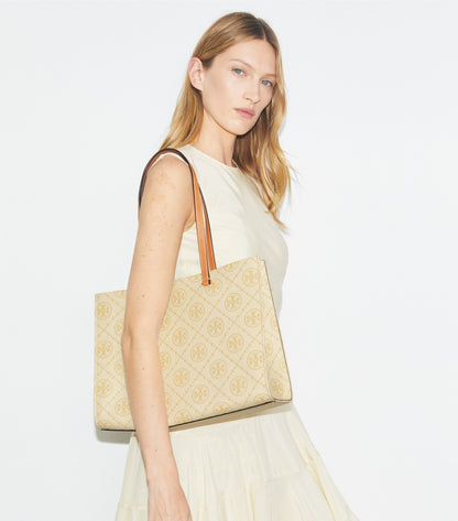 T Monogram Pebbled Tote
