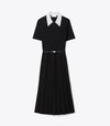 T Monogram Pointelle Pleated Dress