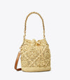 T Monogram Raffia Bucket Bag