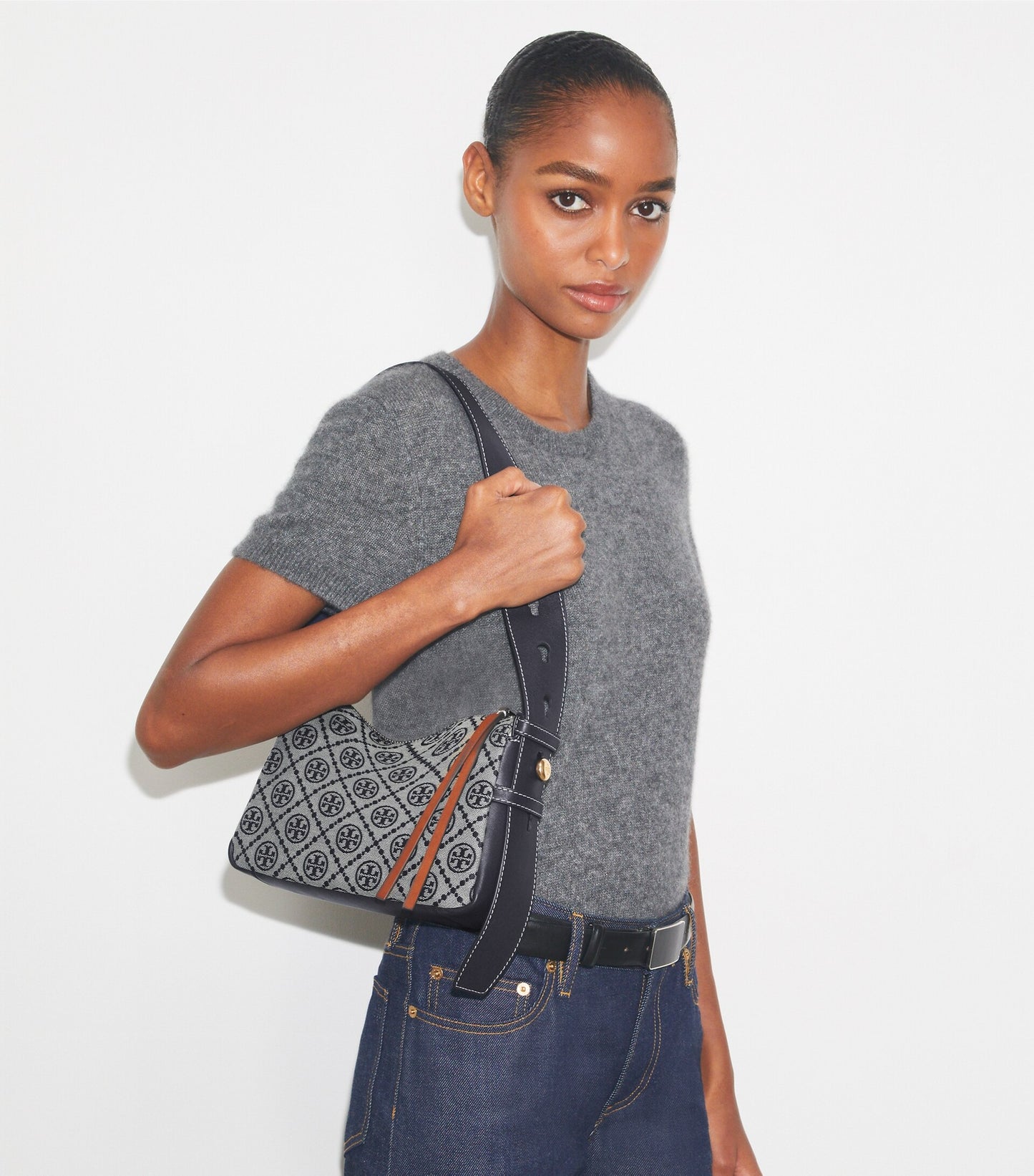 T Monogram Small Romy Shoulder Bag