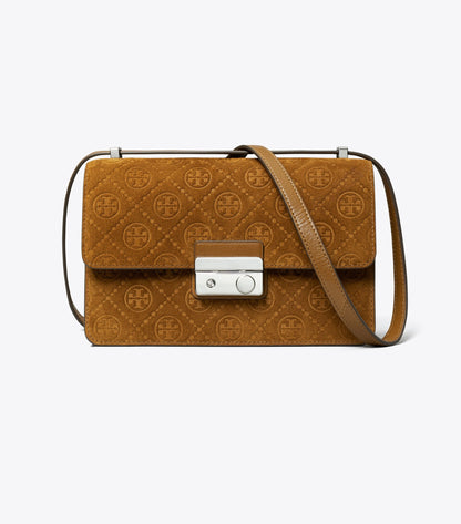 T Monogram Suede Shoulder Bag