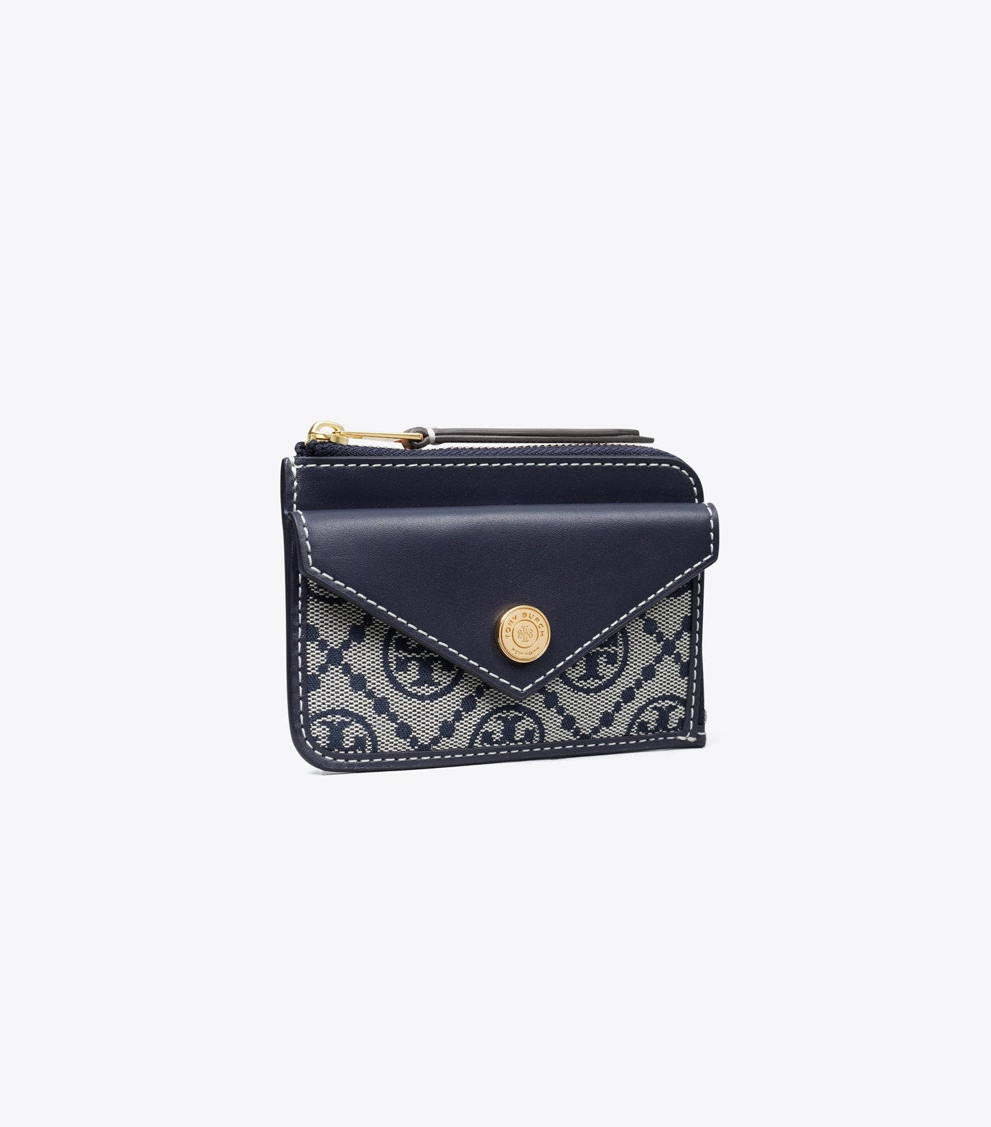 T Monogram Zip Card Case