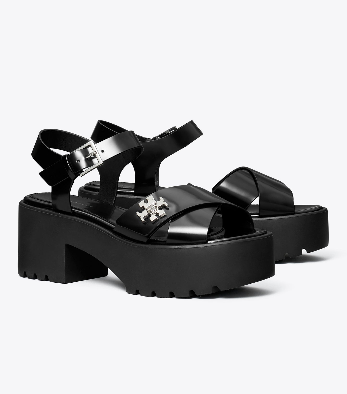 Turnlock Platform Lug Heeled Sandal