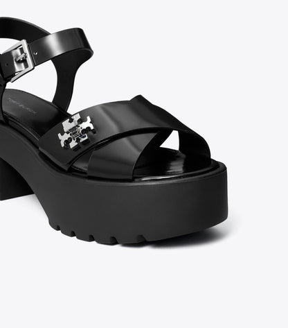 Turnlock Platform Lug Heeled Sandal