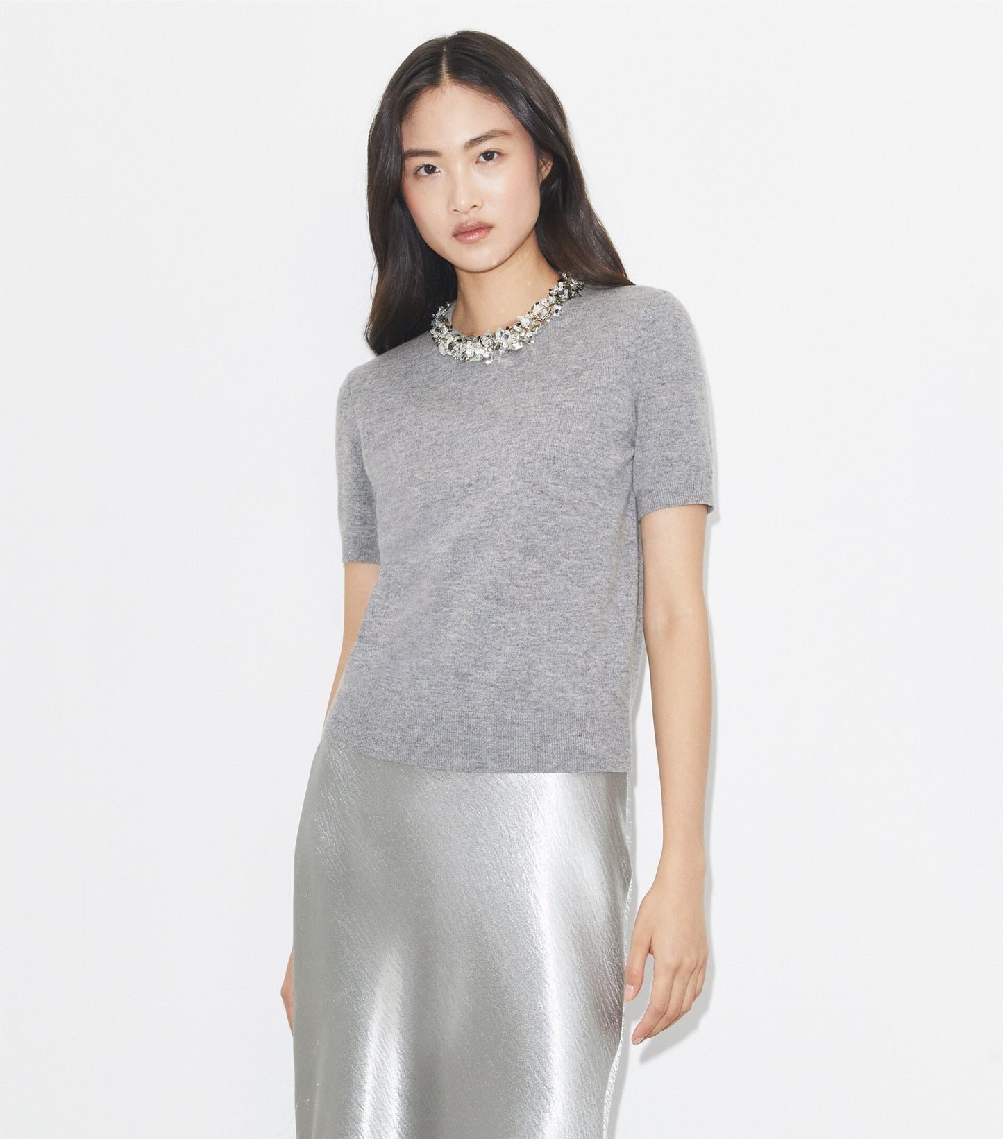Wool And Sequin Short-Sleeved Sweater