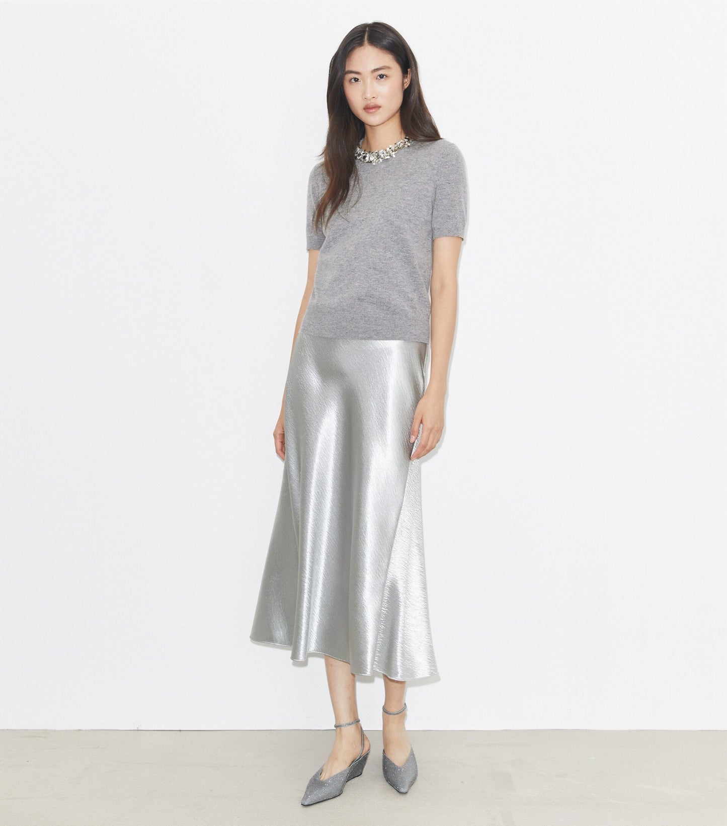 Wool And Sequin Short-Sleeved Sweater